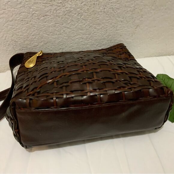 VTG Sharif Woven Leather Handbag Purse - Picture 10 of 16